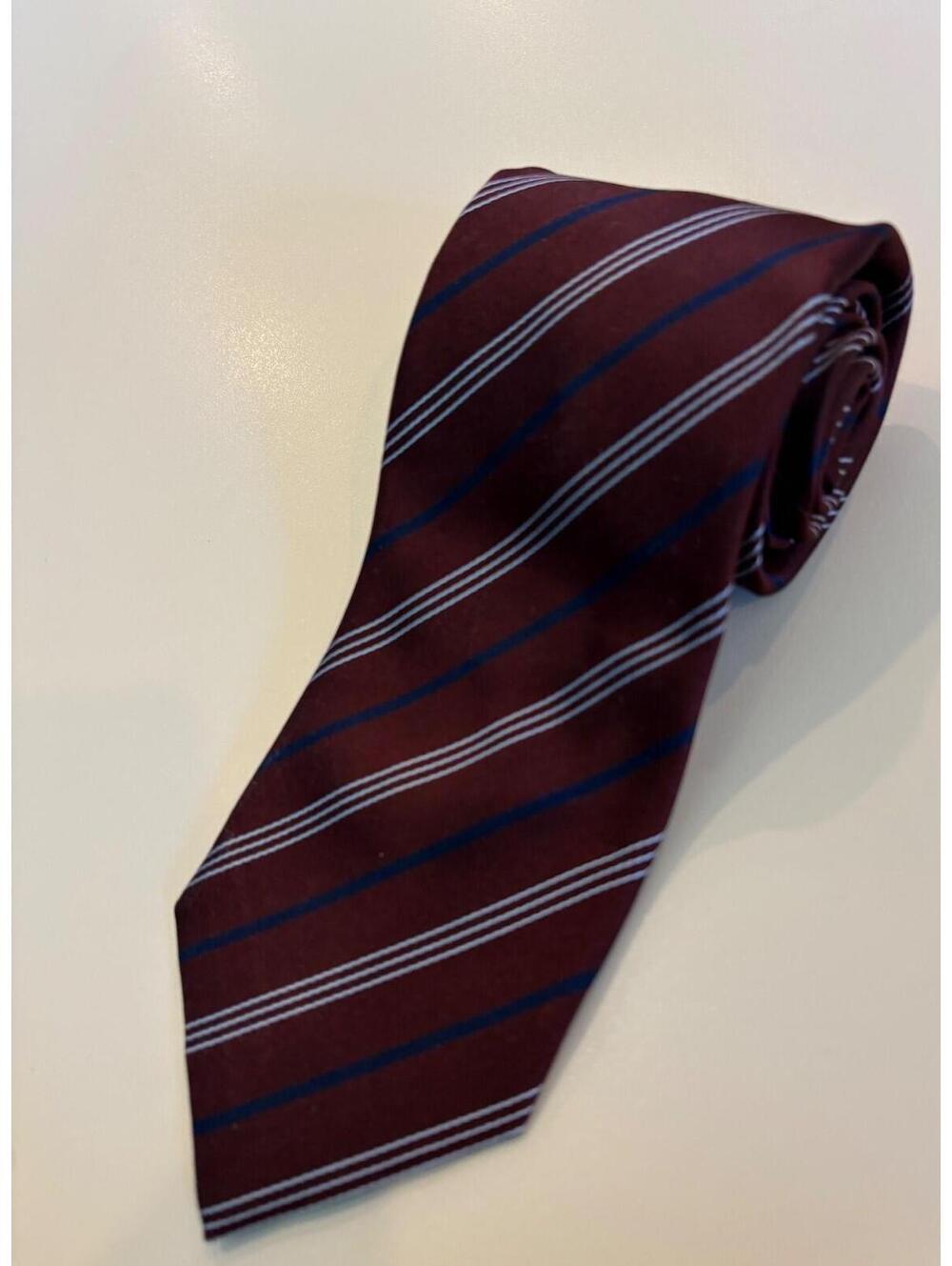 Pal Zileri Sartoriale Tie Silk Made in Italy Burgundy Navy White Striped Luxury